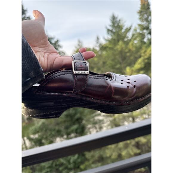 Dansko Mary Jane Mules Clogs Shoes Women's Size 38 EU 8 US Burgundy Leather - Picture 13 of 16